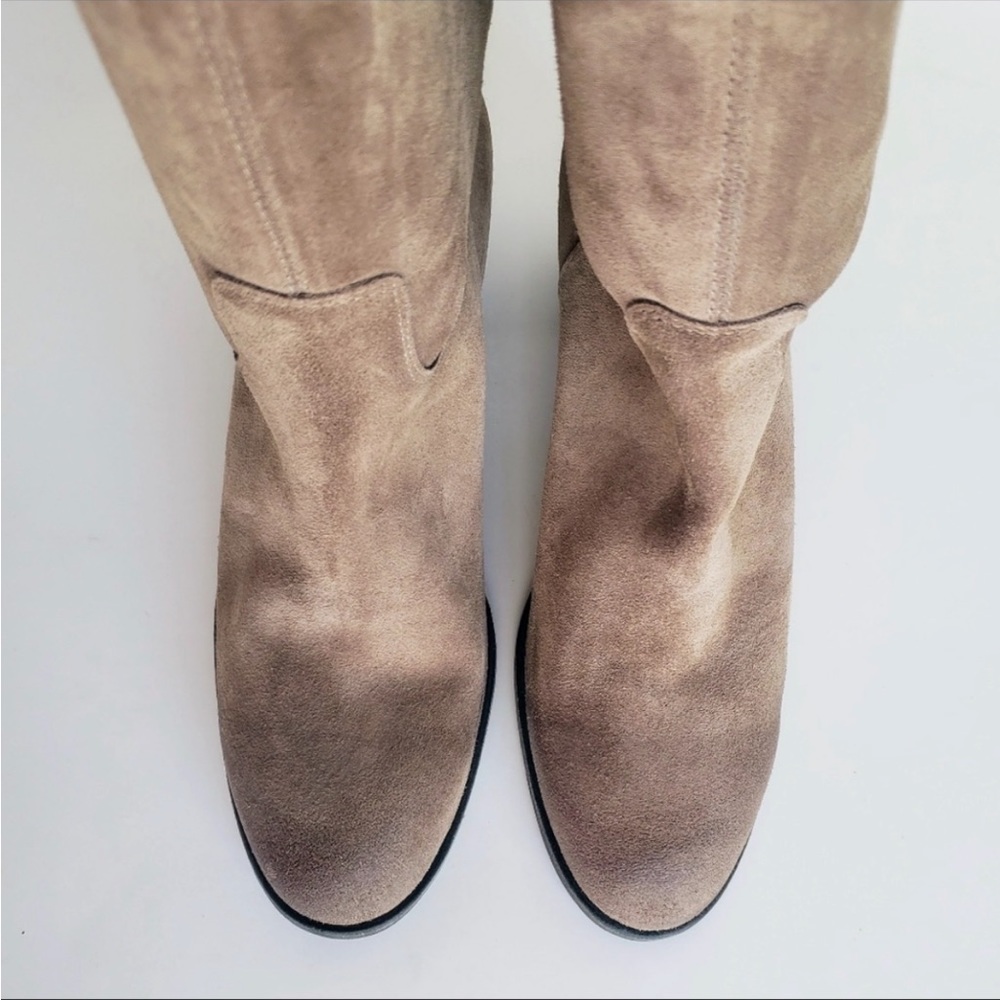 Free People Boots Cleo Slouch Suede Knee High Heeled Leather Grey NIB US 8 EU 38 - Picture 10 of 15